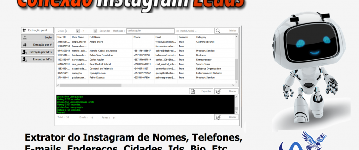 CONEXÃO INSTAGRAM LEADS EXTRAÇÃO POR HASHTAGS# LEADS SEGMENTADOS Nomes Telefones E-mails